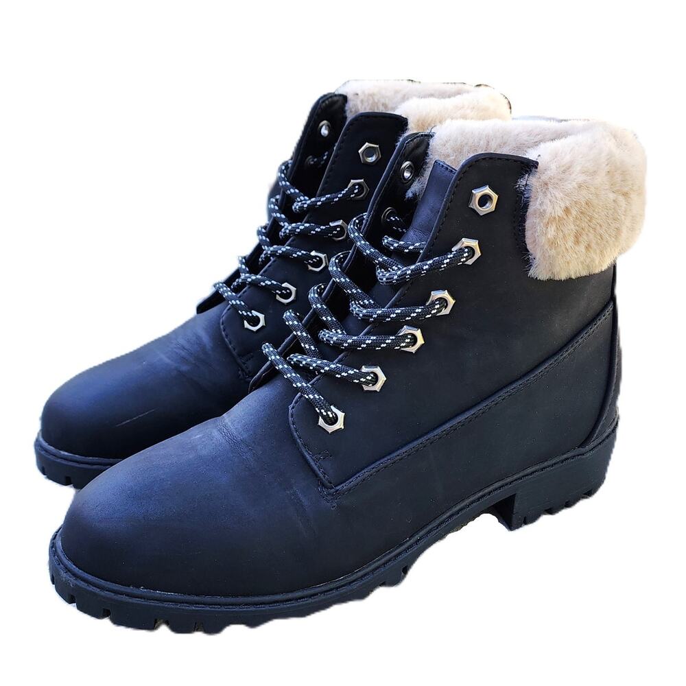 Madden Girl Frannkie Faux Fur Ankle Combat Boots 8